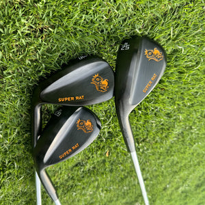 Super Rat Golf Wedges - Stainless Steel, Full Cnc Milled Face, 115G Stiff Shaft, Rubber Grip - Right Handed, Men's